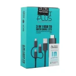 کابل تبدیل سه سر Micro و Type C و Lightning به HDMI کی نت پلاس KP-CT3